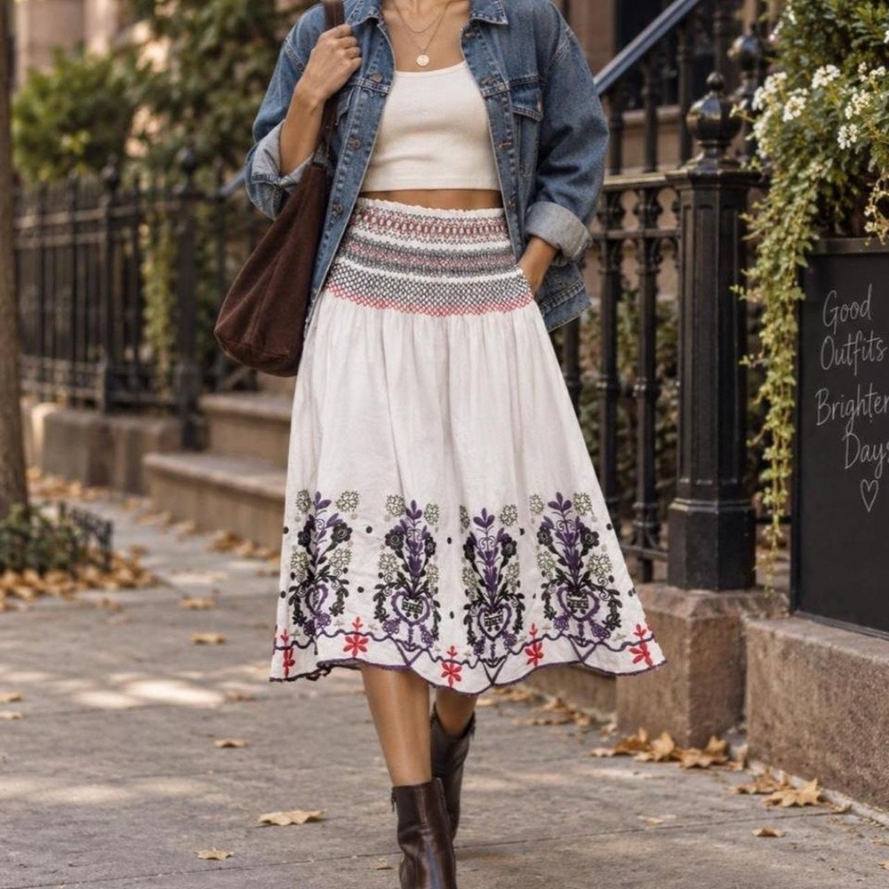 Boho Embroidered Skirt or Mini Dress Size Small/Medium